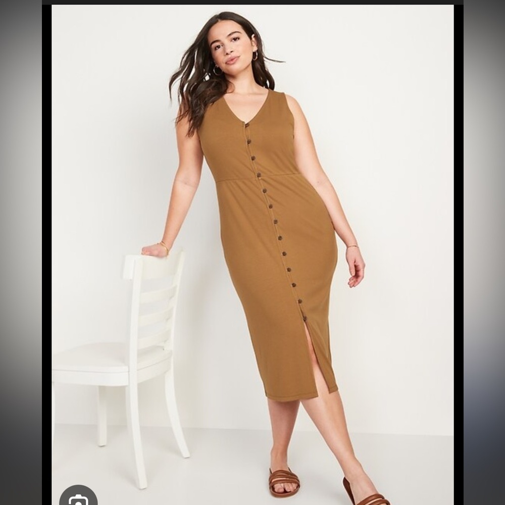 Sleeveless Button-Front Midi Dress